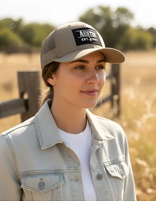 BONÉ AUSTIN WESTERN TELA CAQUI LOG PTO