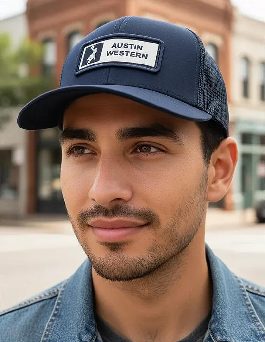 BONÉ AUSTIN WESTERN TELA MARINHO LOG BCO