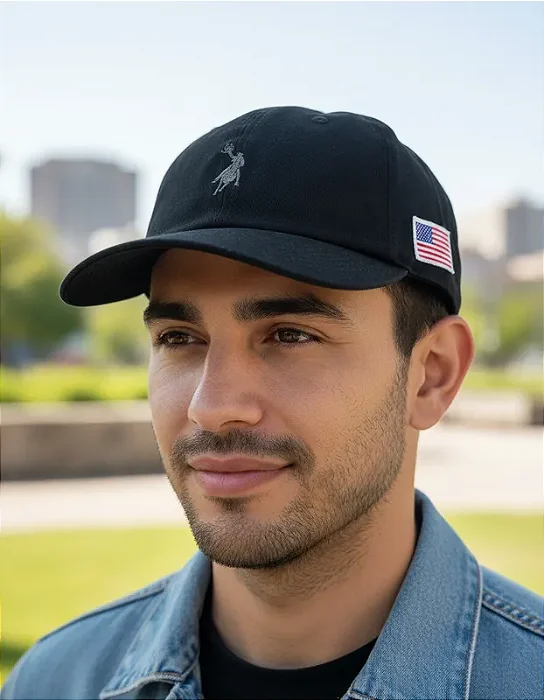 BONÉ AUSTIN WESTERN SOFT PRETO LOG CINZA