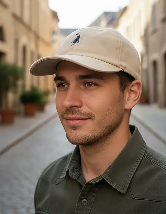 BONÉ AUSTIN WESTERN SOFT BEGE LOG AZUL