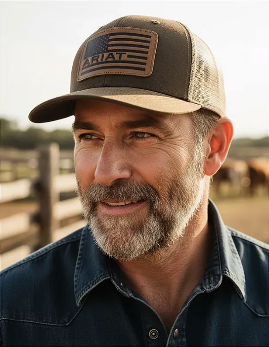 BONÉ ARIAT MARROM LOG CAQUI BAND