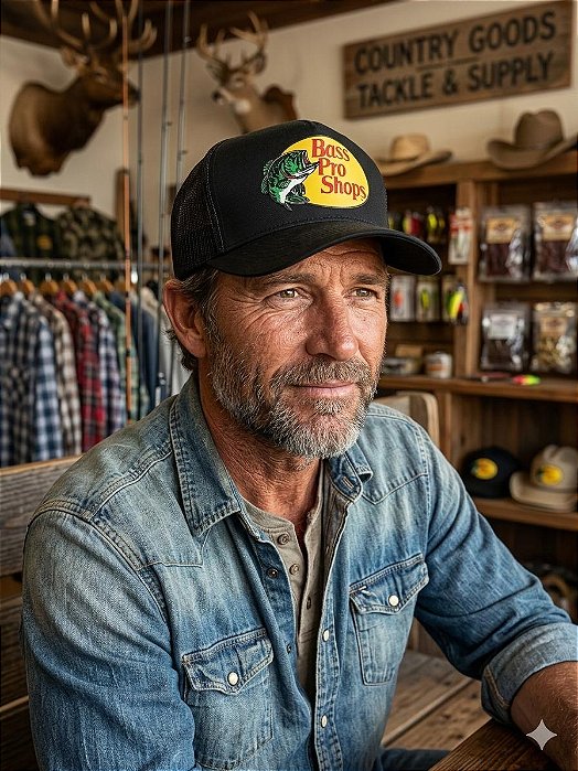 BONE IMP. BASS PRO SHOPS PRETO TELA PRETA