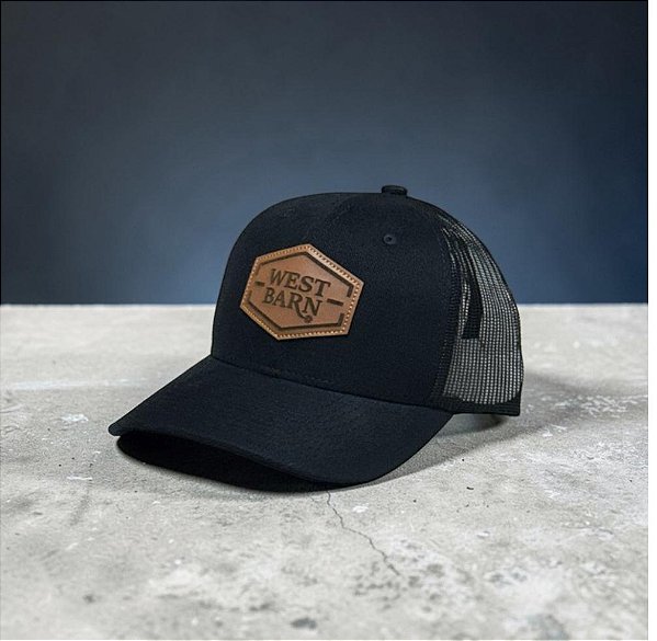 BONE WEST BARN PRETO C/TELA/LOGO COURO