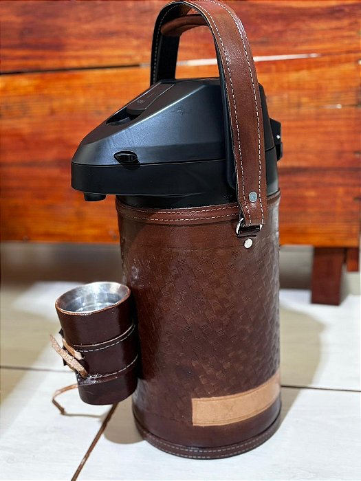 GARRAFA COURO TRAMADA  CAFÉ