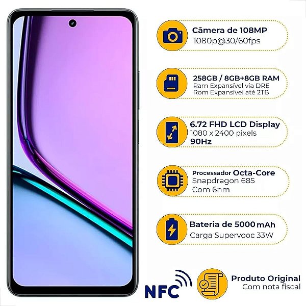 Smartphone Realme C67 RMX3890 256GB 8GB RAM Dual SIM Tela 6.72" - Preto (Anatel)