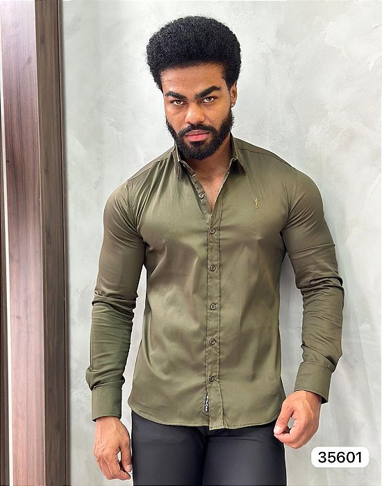 Camisa Acetinada Verde Militar