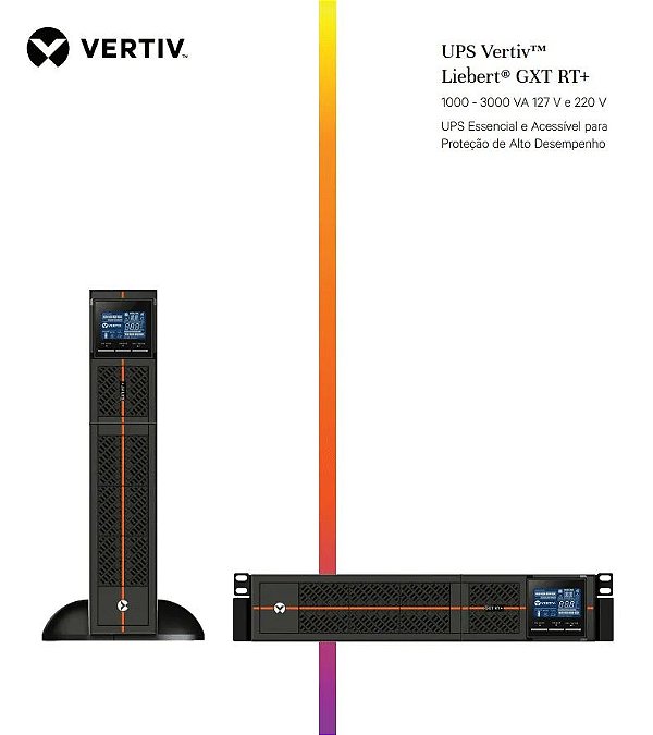 Nobreak VERTIV Liebert (UPS) GXT RT+ 1kVA / 1000VA 127V - GXTRT-1000LVRT2UXLB - Rack/Torre + NBR Outlets