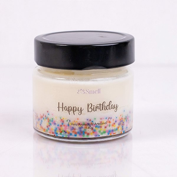 Vela Aromática Happy Birthday - 100% Cera Vegetal - 140g