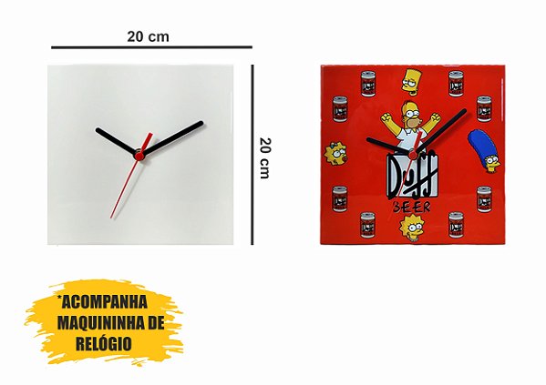Kit Relógio Azulejo Resinado 20x20 Aladim Brindes com Maquininha (05 Unidades)