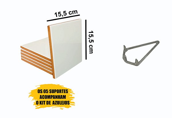 Kit Azulejo Resinado 15,5x15,5 + Suporte De Metal Aladim Brindes (05 Unidades)