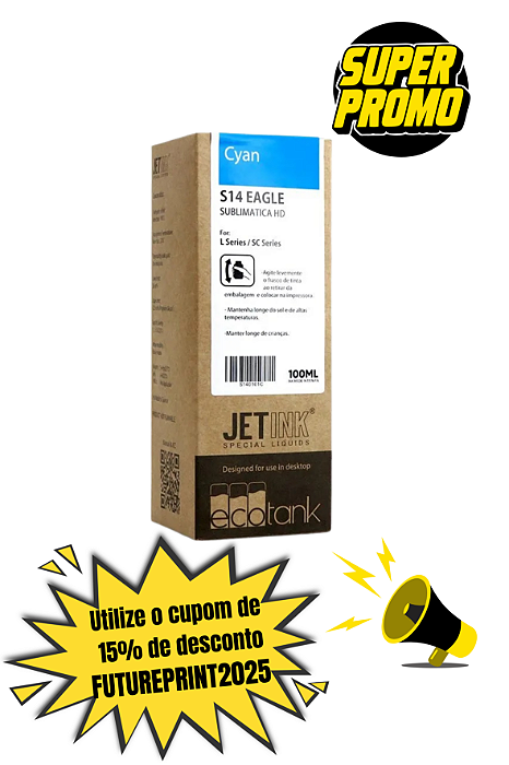 (D) Tinta Para Sublimação Jet Ink Hd (S14 Eagle ) Ciano - 100ml (Caixinha)