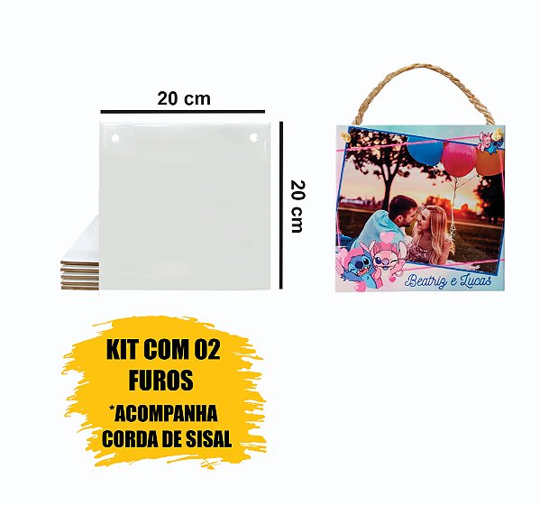 Kit Azulejo Resinado 20 X 20 Com 02 Furos Aladim Brindes com Cordinha (05 Unidades)