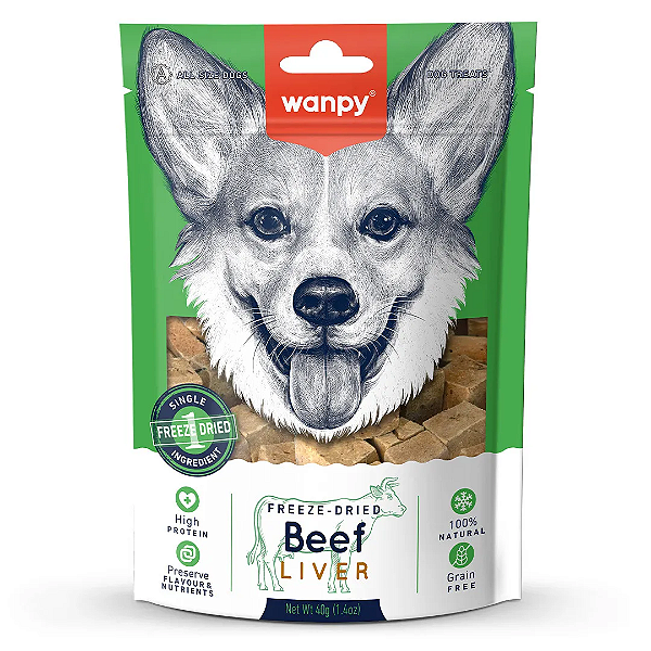 Petisco para cachorro Wanpy freeze dried fígado bovino 40g
