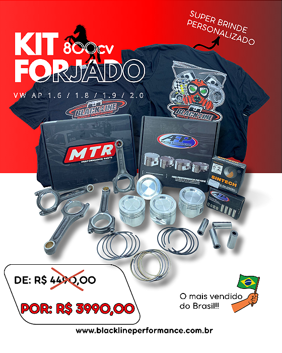 KIT AP FORJADO PISTÃO AFP 800CV + PINOS + ANEIS + BIELAS MTR 800CV