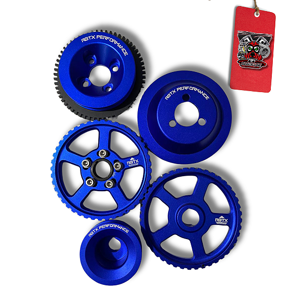 KIT COM 5 POLIAS COM RODA FONICA AZUL  - RGTX