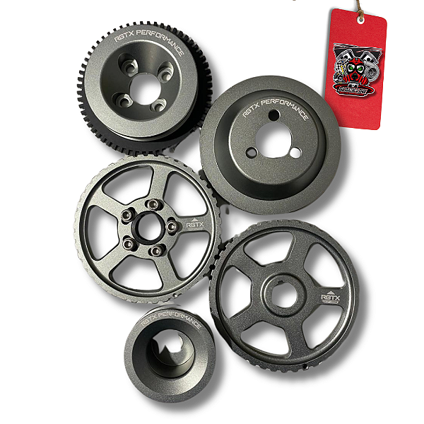 KIT COM 5 POLIAS COM RODA FONICA PRATA - RGTX