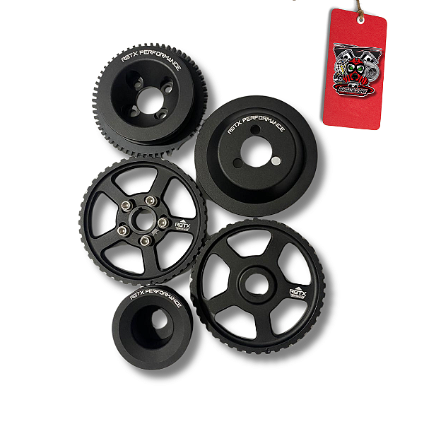 KIT COM 5 POLIAS COM RODA FONICA PRETO - RGTX