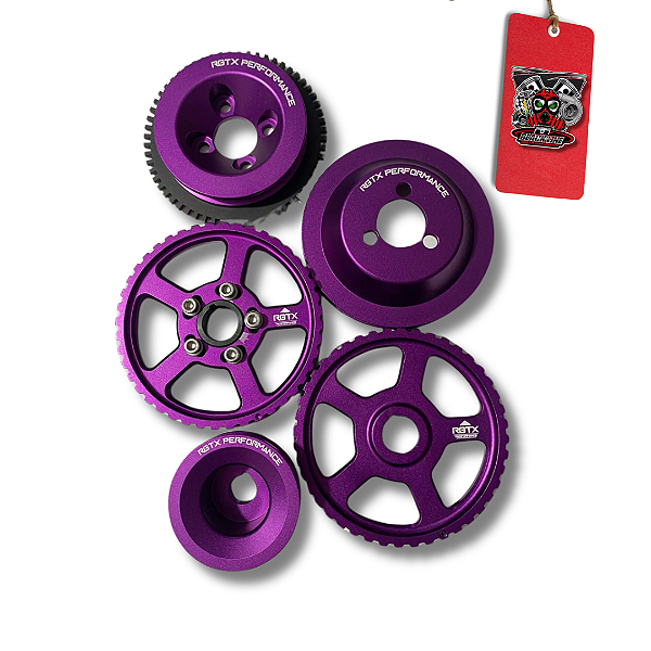 KIT COM 5 POLIAS COM RODA FONICA ROXA - RGTX