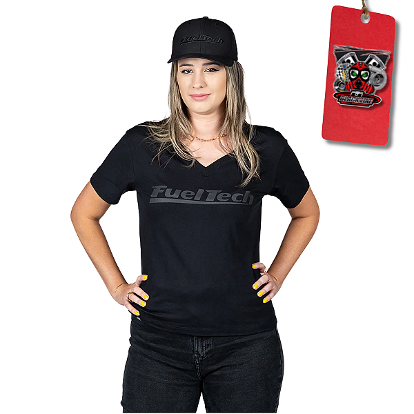 CAMISETA BABY LOOK CARBONO PRETA - FUELTECH