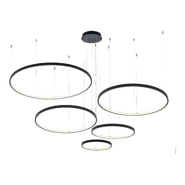 PENDENTE LED BEVIS 163W 3000K PRETO PL 9743