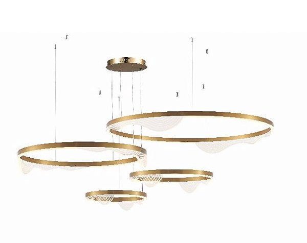 PENDENTE LED LOMY 30X40X60X80CM 134W 3000K 100-240V DOURADO PL 9854