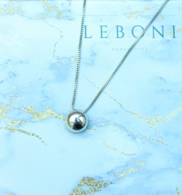 Colar com pingente redondo Banhado Rodio Branco