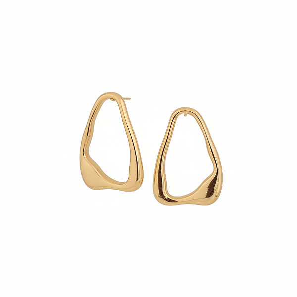 Brinco Orgânico Vazado Banhado a Ouro 18k