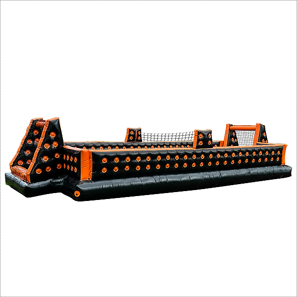 Quadra de Futsabão Inflável 12x6  2 em 1 - Preto e Laranja - c/ Motor