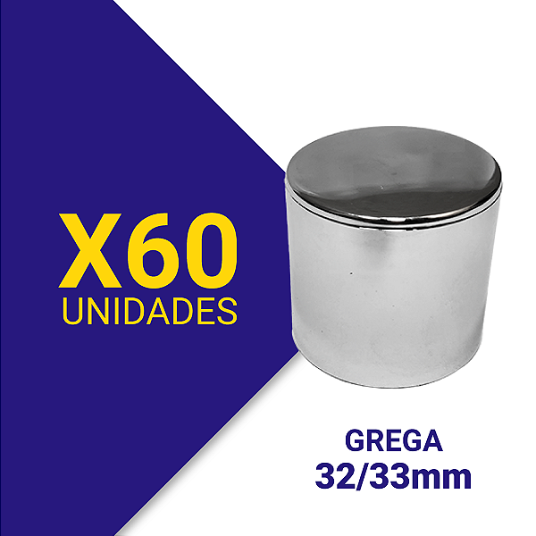 Capa de porca grega 32/33 Cromada Kit 60 Unidades