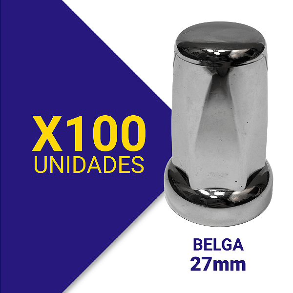 Capa de Porca Belga 27 Cromada Kit 100 Unidades