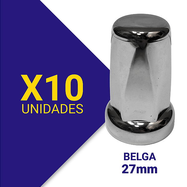 Capa de Porca Belga 27 Cromada Kit 10 Unidades