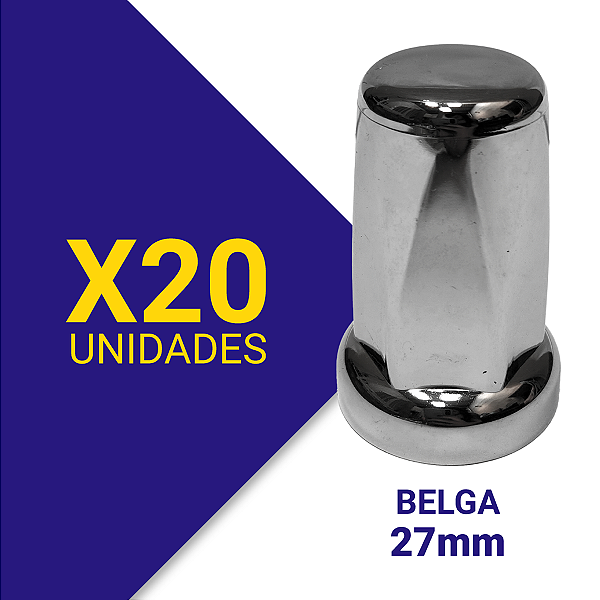 Capa de Porca Belga 27 Cromada Kit 20 Unidades