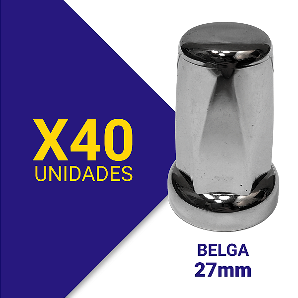 Capa de Porca Belga 27 Cromada Kit 40 Unidades