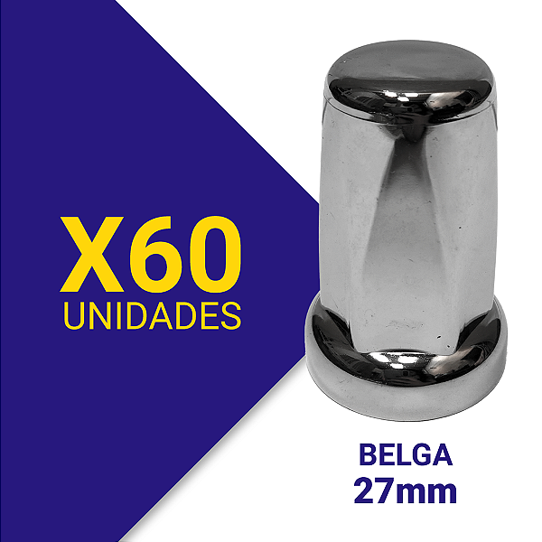 Capa de Porca Belga 27 Cromada Kit 60 Unidades