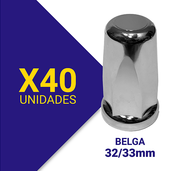 Capa de Porca Belga 32/33 Cromada Kit 40 Unidades
