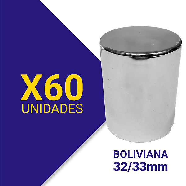 Capa de Porca Boliviana 32/33 cromada Kit 60 Unidades