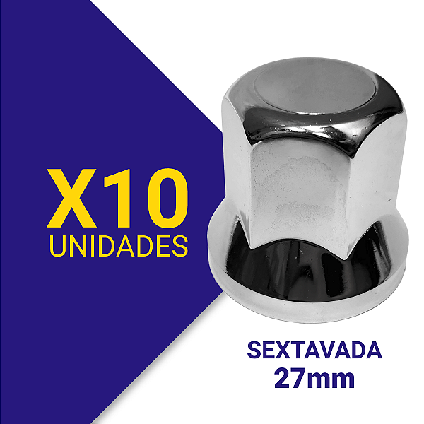 Capa de porca sextavada 27 cromada Kit 10 Unidades