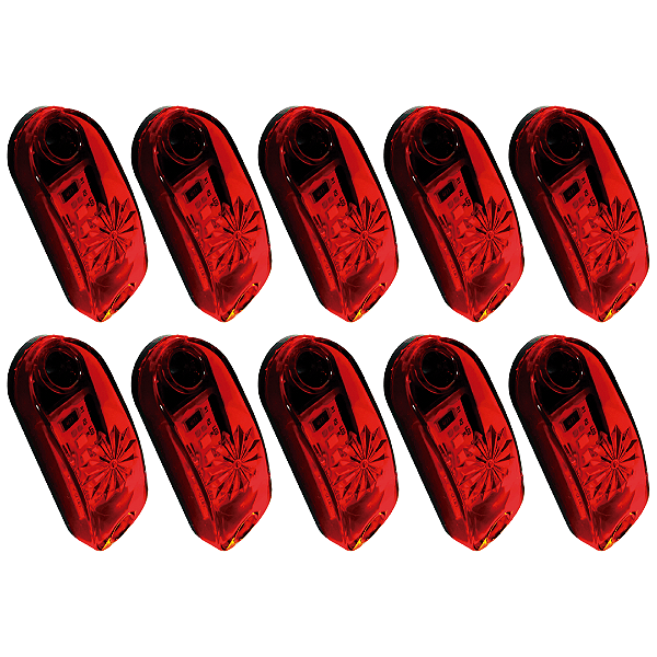 Kit 10 (Pçs) Lanterna Delimitadora LED Vermelha