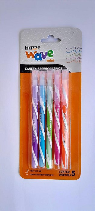 Caneta Wave mini colorida 5 cores - Bazze