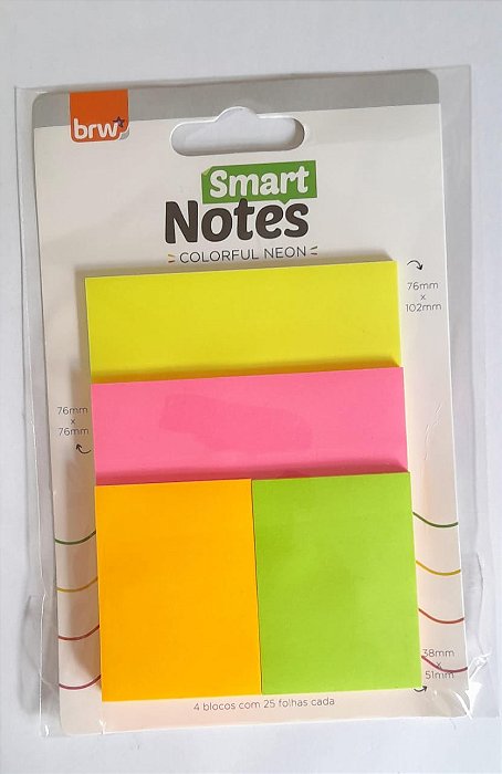 Bloco Smart Notes Colorful Colorido Neon BRW