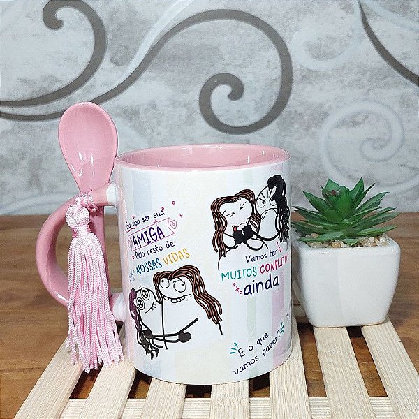 Caneca Amigas Para Sempre - Alça com colher
