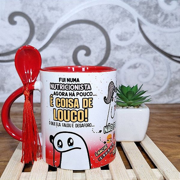 Caneca Divertida  Nutricionista - Alça com Colher Vermelha