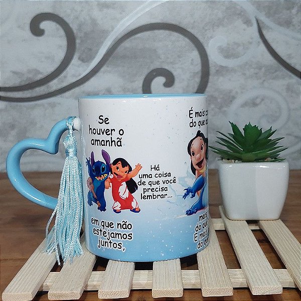 Caneca Amizade - Se houver o amanha - Lilo e Stitch -coração