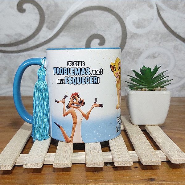 Caneca Alça e interior Azul - Hakuna Matata