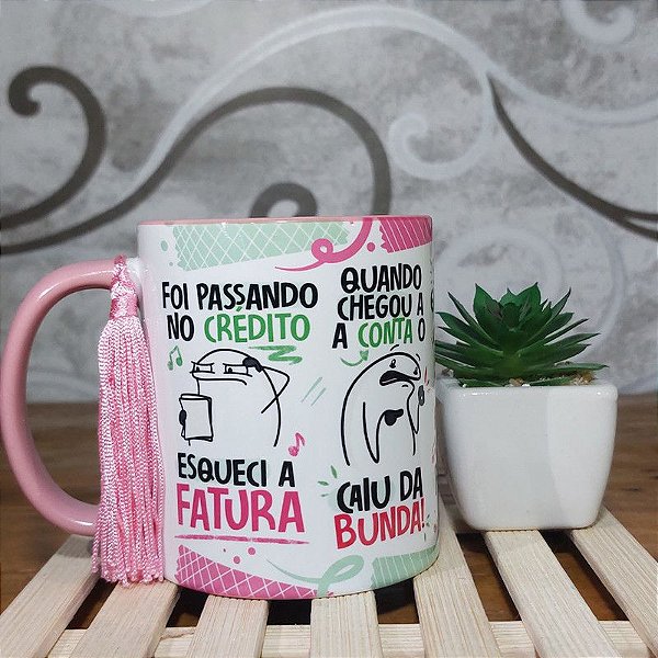 Caneca Fatura do cartão alça e interior colorido