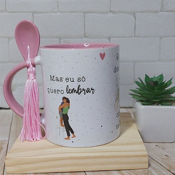Caneca 11 vidas dia das mães - Versão mãe e filho - Alça com colher
