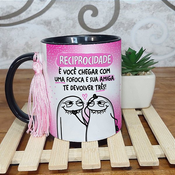 Caneca amigas  flork meme reciprocidade e fofoca