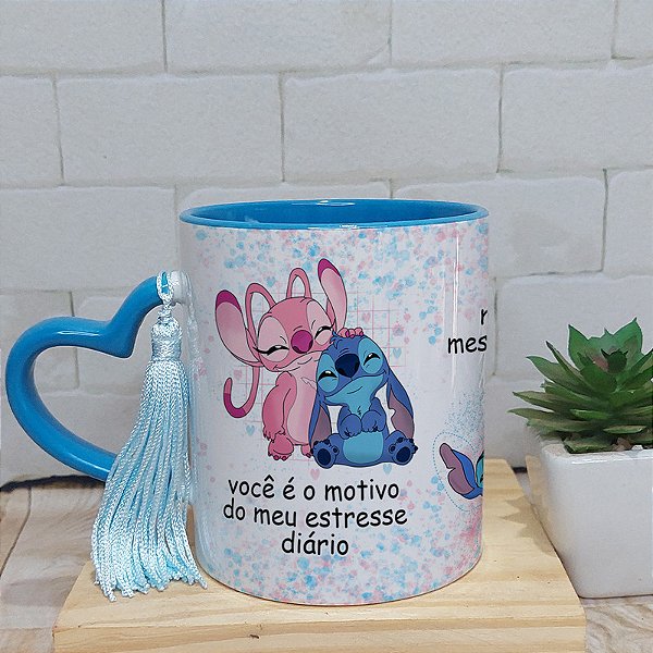 Caneca para namorados stitch angel - você é o motivo do meu estresse