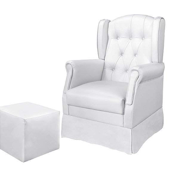 Poltrona Amamentação Balanço + Puff Letícia Corino Branco
