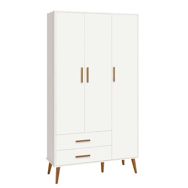 Guarda Roupa Infantil 3 Portas e 2 Gavetas Isis Branco Fosco